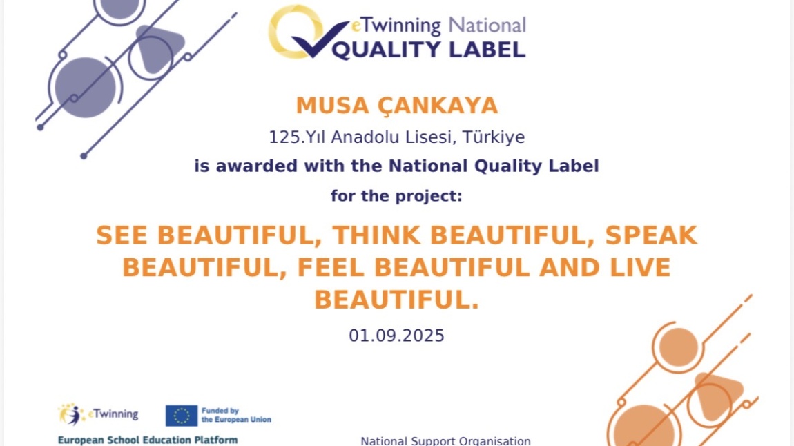 ÖĞRETMENİMİZE eTwinning ULUSAL KALİTE ETİKETİ GURURU